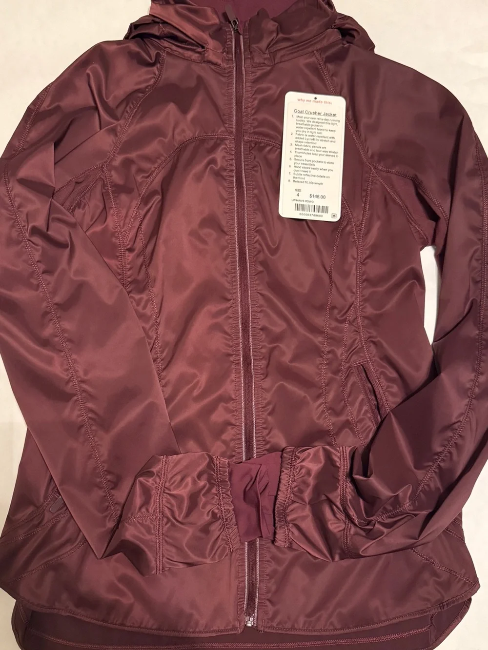 Lululemon Goal Crusher Jacket Redwood Size 4 $148 Retail